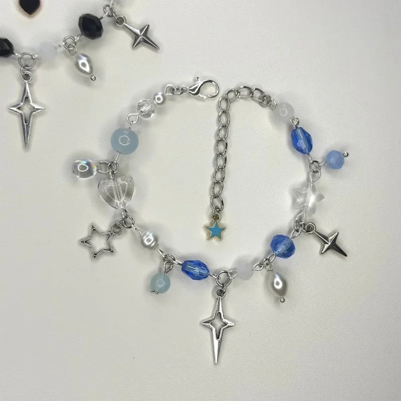 Handmade Bracelets | anime inspired bracelets, couple friendship set, grunge whimsygoth set, jujutsu, gojo geto